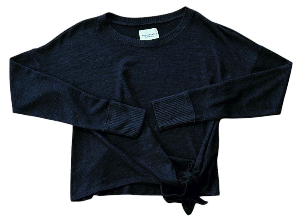 Abercrombie & Fitch Soft A & F Cozy Front Side Tie Black Sweater Small